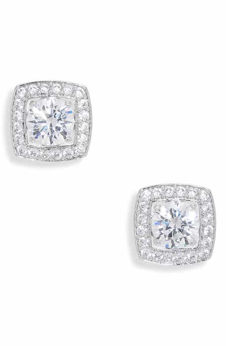 Framed Cubic Zirconia Stud Earrings