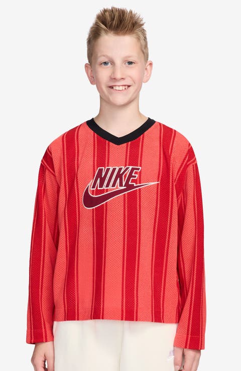 Kids' Sportswear Stripe Long Sleeve Mesh Jersey (Big Kid)