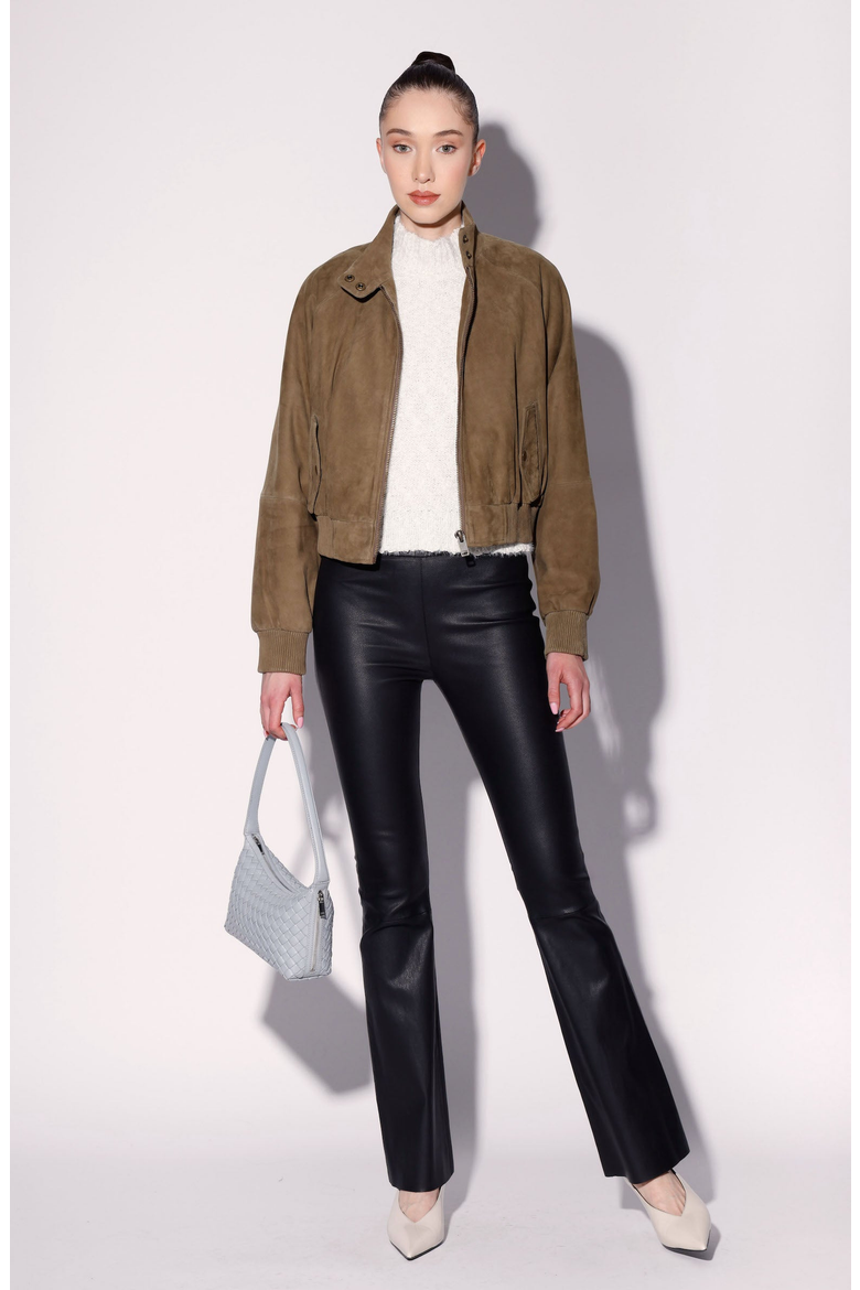Bowie Suede Bomber Jacket, Alternate, color, Cypress Suede