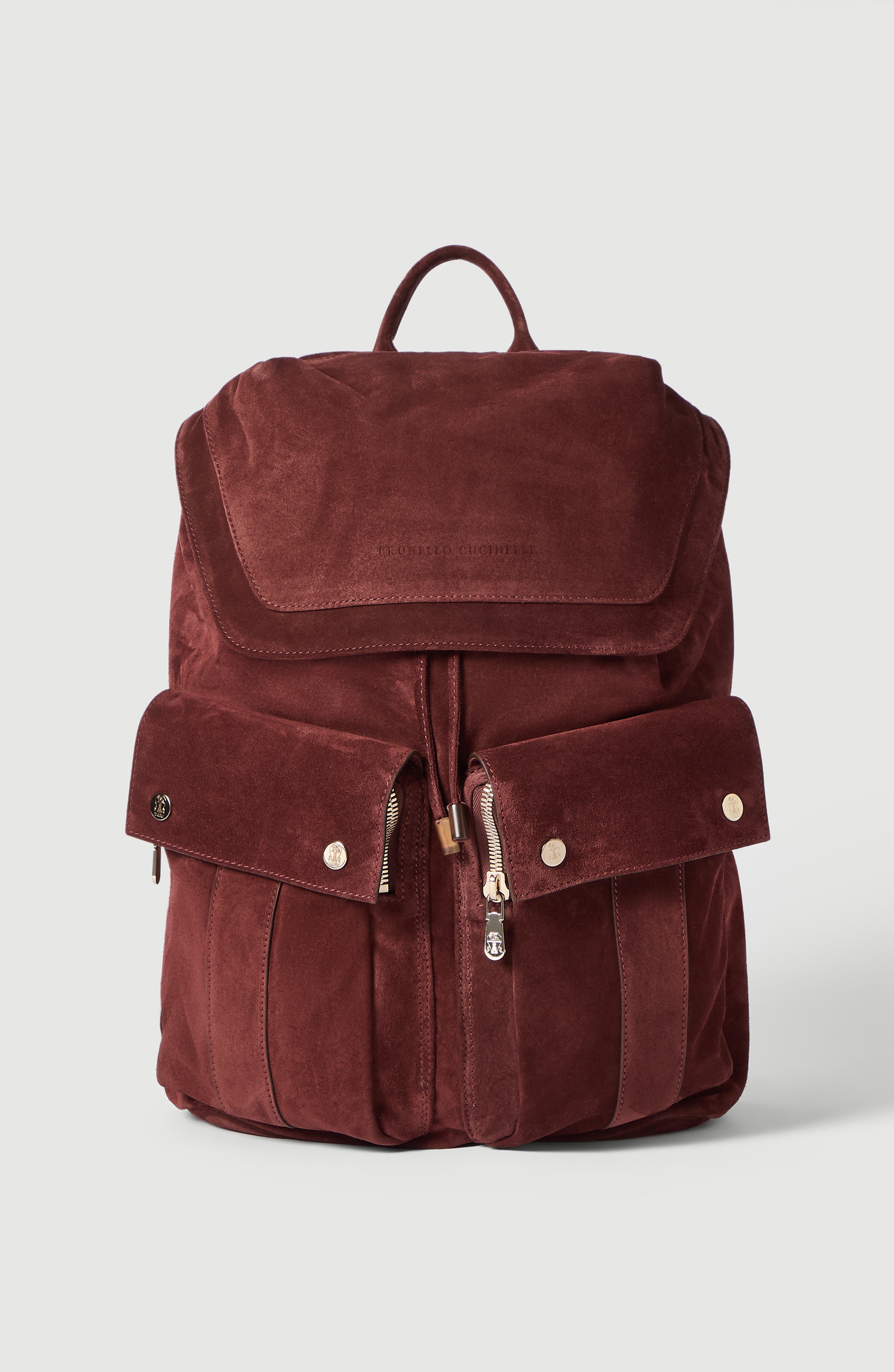 Brunello Cucinelli Suede leisure backpack, Main, color, Burgundy
