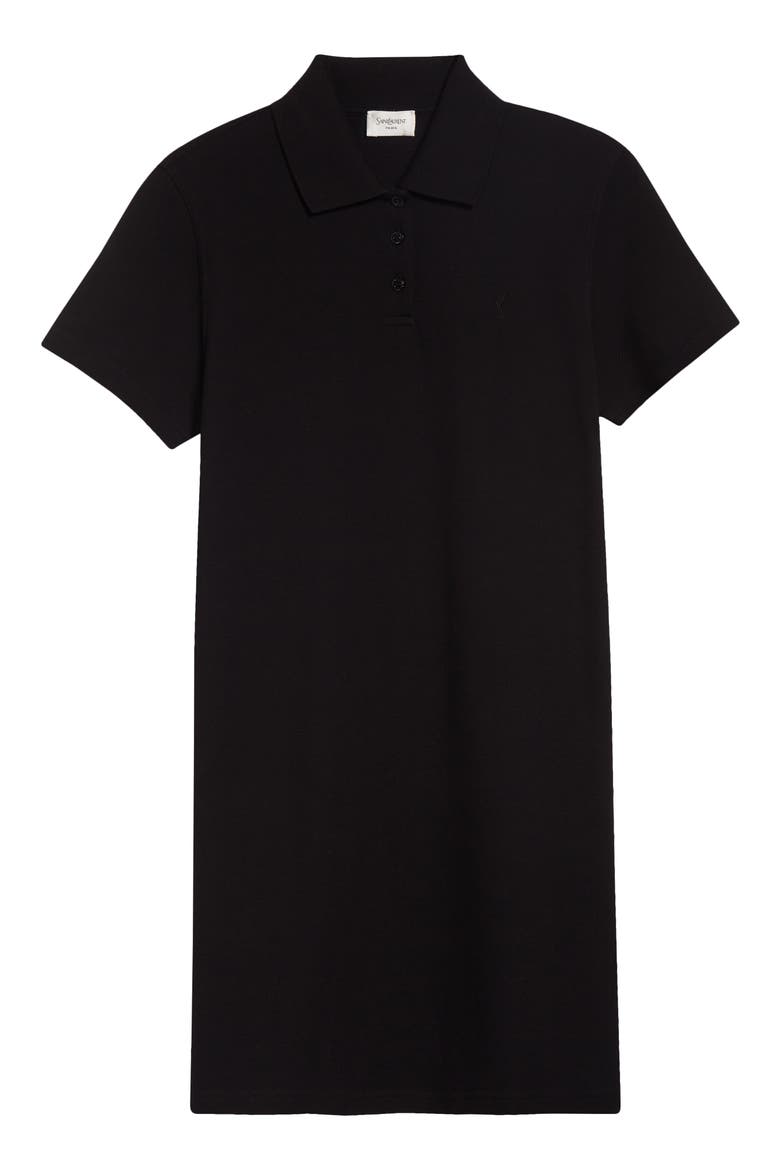 Cassandre Embroidered Cotton Piqué Minidress, Alternate, color, NOIR