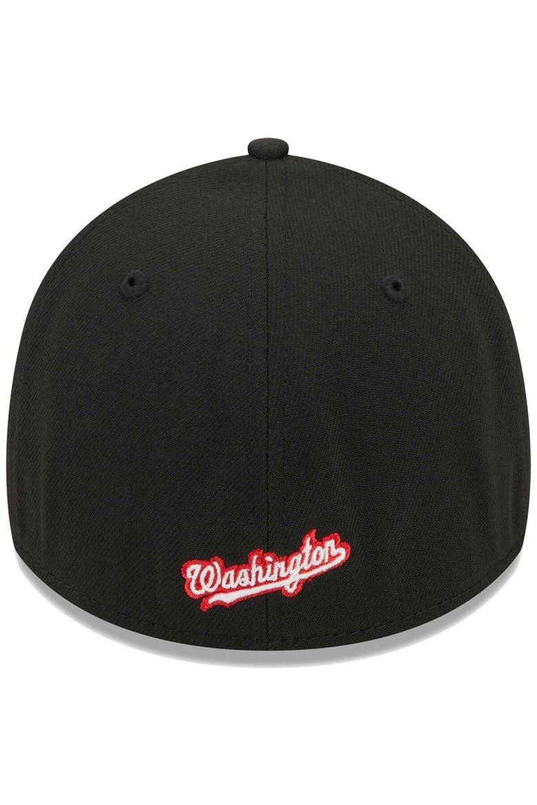 Men's New Era Black Washington Nationals Logo 39THIRTY Flex Hat, Alternate, color, Black