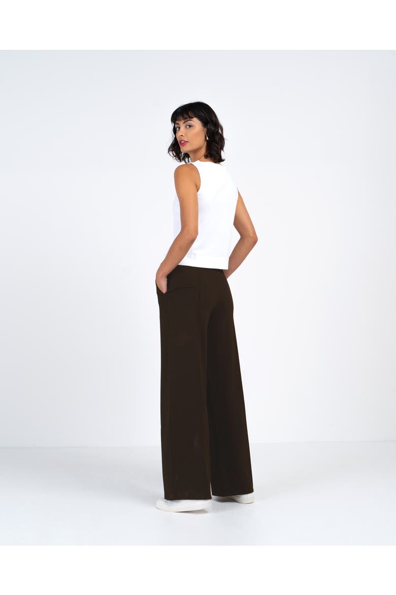 Ponte Wide Leg Pants, Alternate, color, Espresso