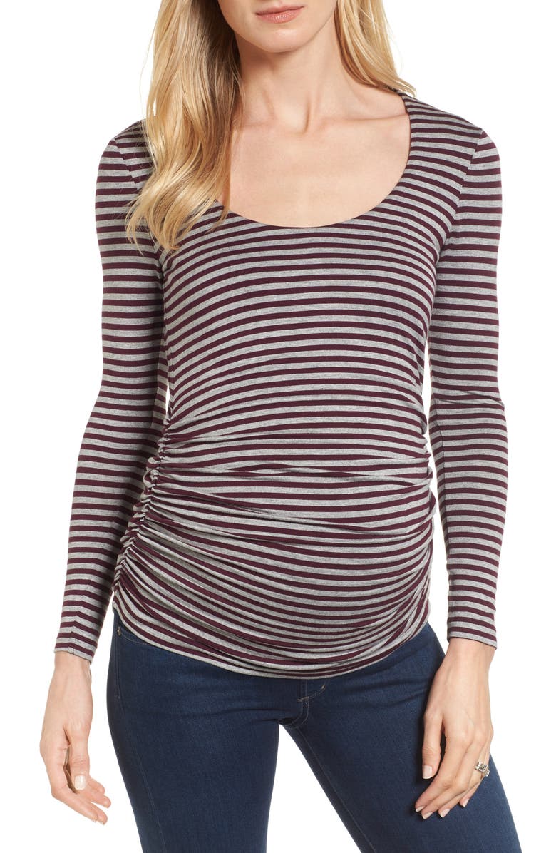 Isabella Oliver Arlington Stripe Maternity Tee, Main, color, 