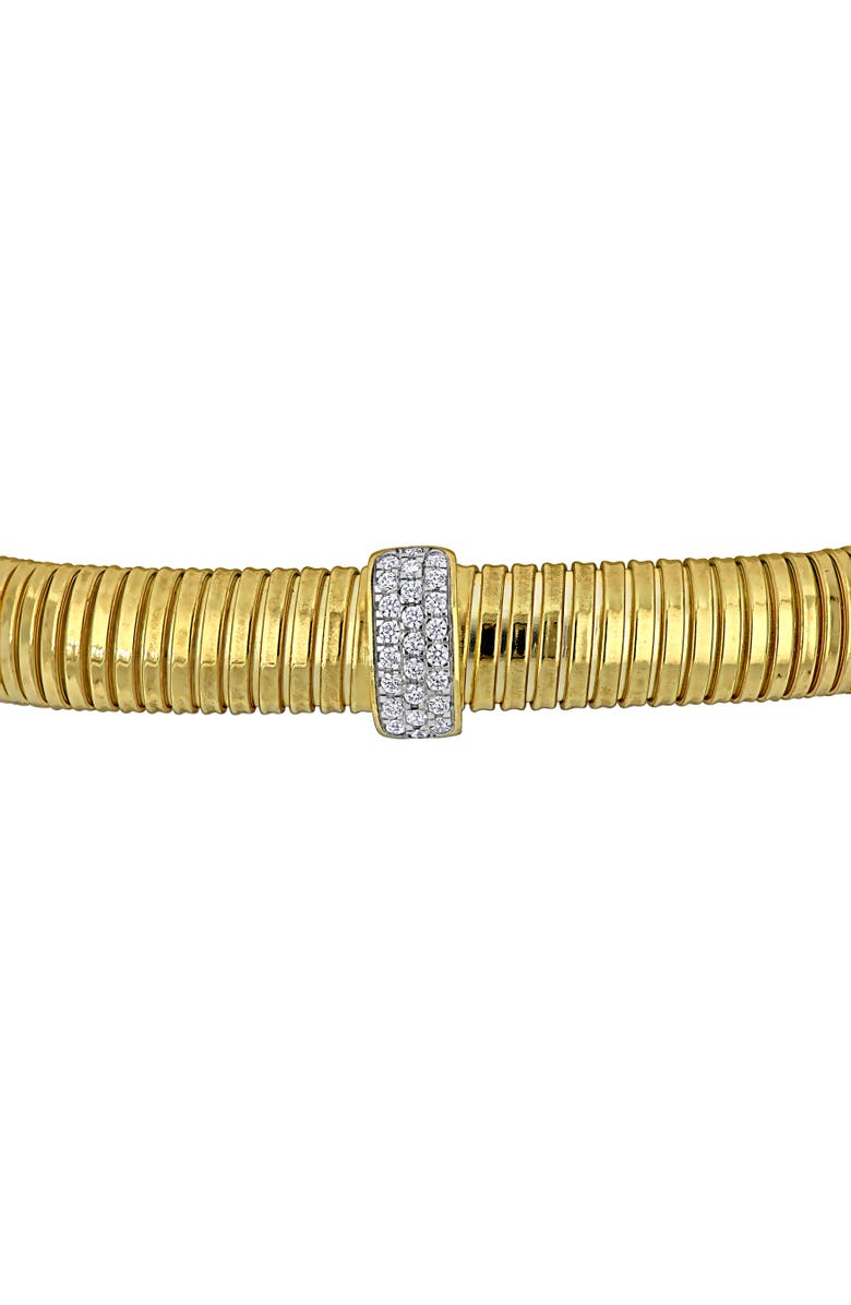 Julianna B. Cubic Zirconia Omega Design Open Bangle, Alternate, color, Yellow-Plated