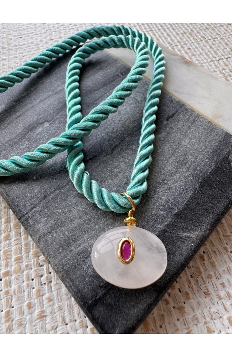 Erin McDermott Jewelry Verde Rose Silk Cord Necklace, Alternate, color, Blue