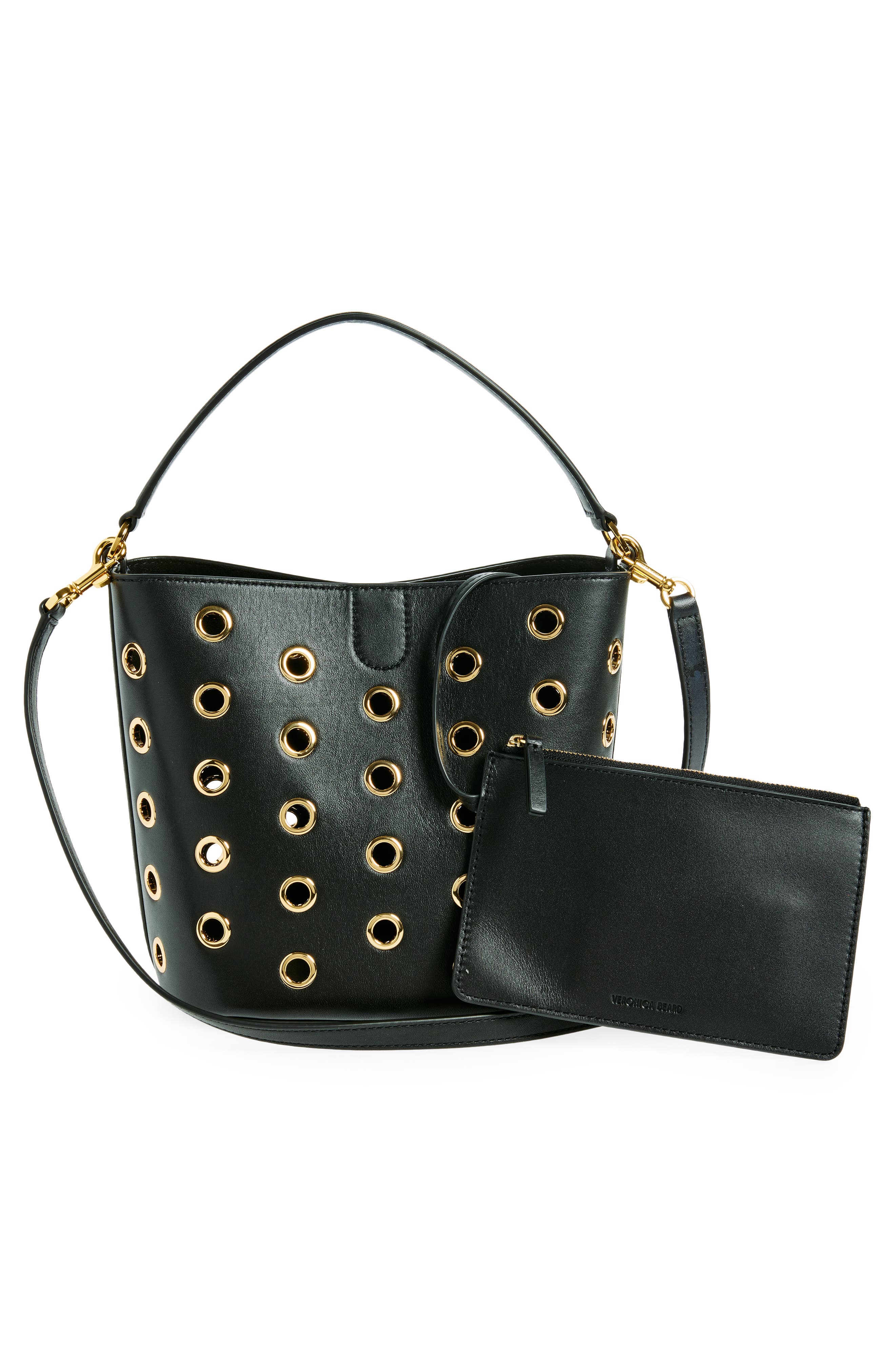 Veronica Beard Small Grommet Satchel, Alternate, color, Black Gold