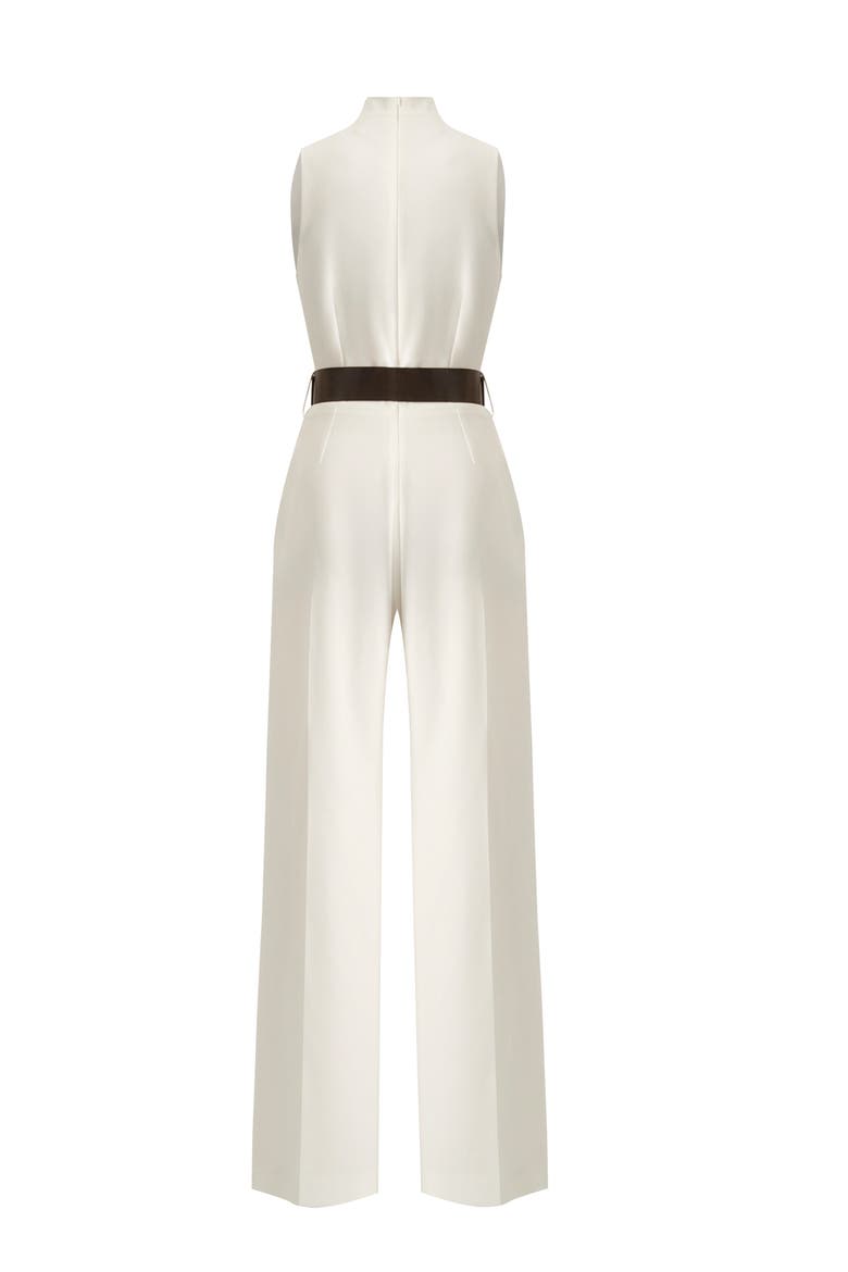 Sleeveless Belted Jumpsuit, Alternate, color, Ivory
