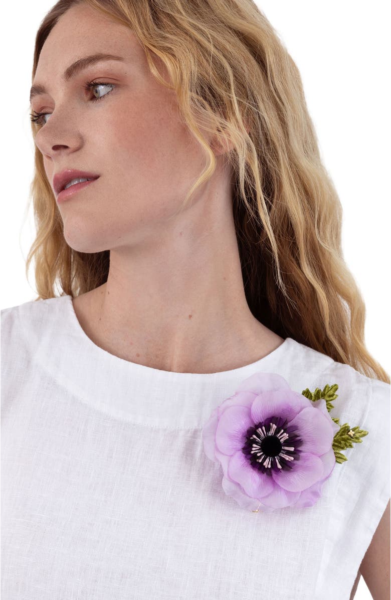 Helena Simon The Lavender Anemone Floral Brooch, Alternate, color, Lavender