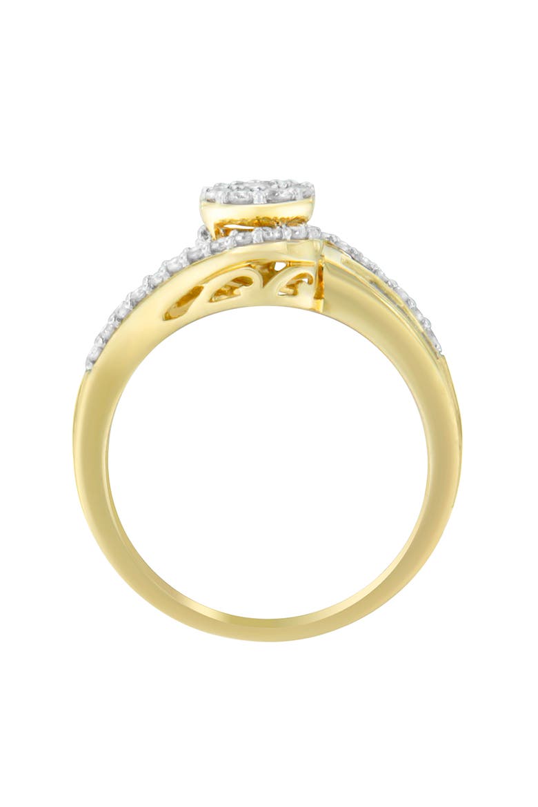 10K Yellow Gold 1/2 Cttw Diamond Bypass Swirl Cluster Ring, Alternate, color, Yellow Gold