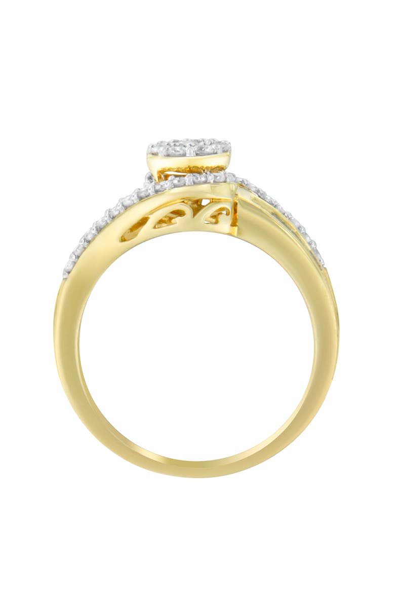 Haus of Brilliance 10K Yellow Gold 1/2 Cttw Diamond Bypass Swirl Cluster Ring, Alternate, color, Yellow Gold