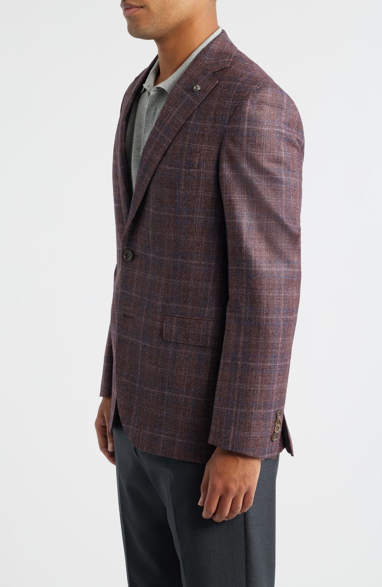 Jack Victor McAllen Red Plaid Soft Constructed Wool & Silk Blend Sport Coat, Alternate, color,