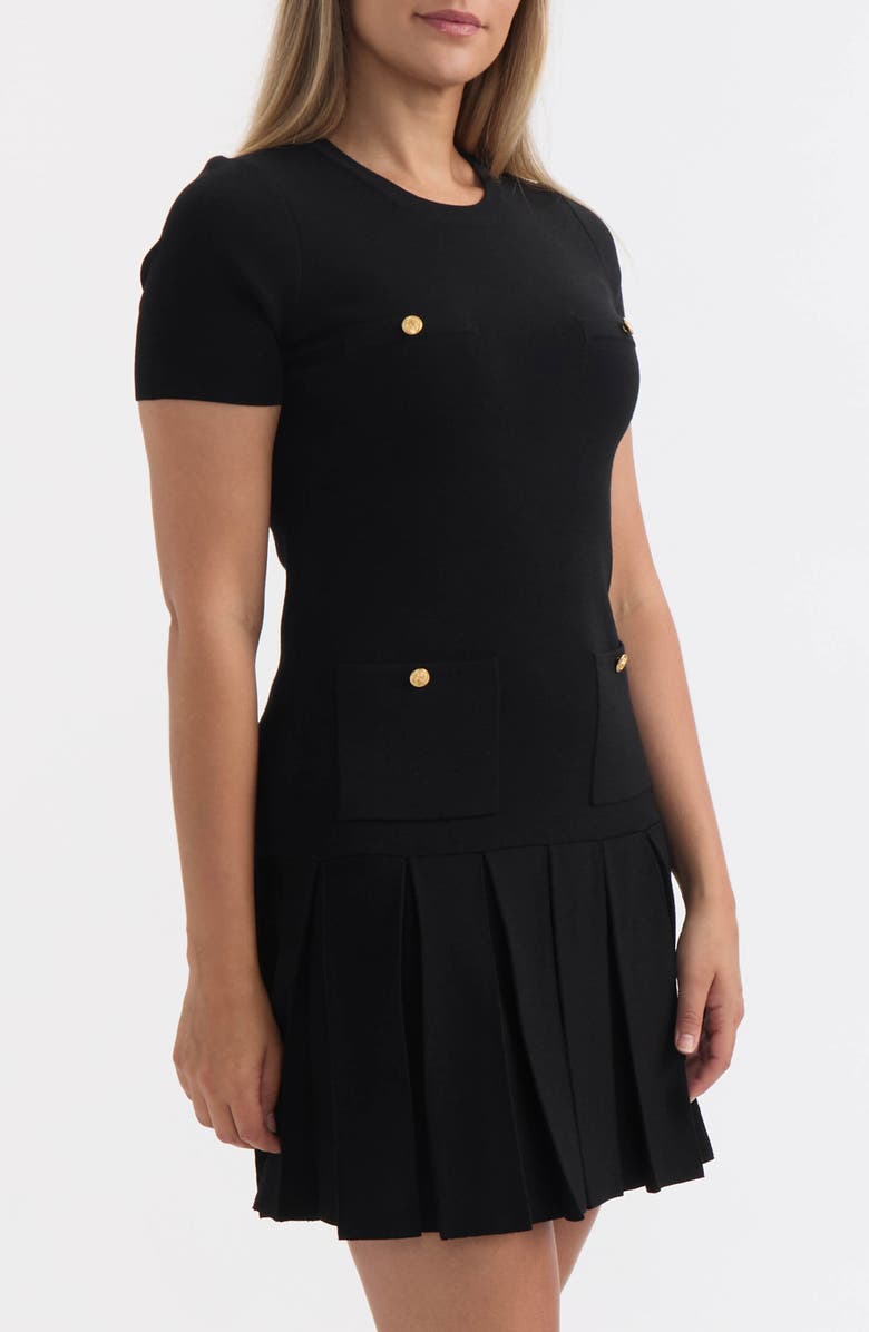 Ellen Tracy Pleated Sweater Dress, Alternate, color, Black