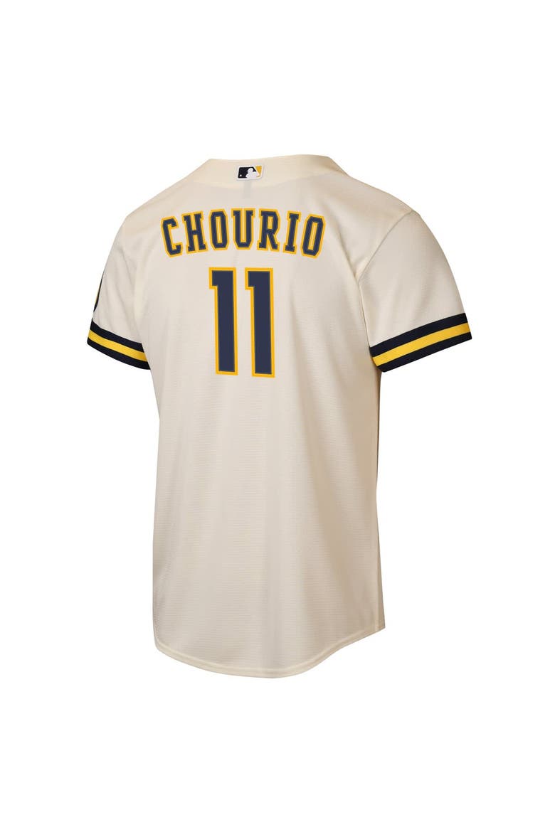 Youth Nike Jackson Chourio Cream Milwaukee Brewers Home Stadium Jersey, Alternate, color, Cream