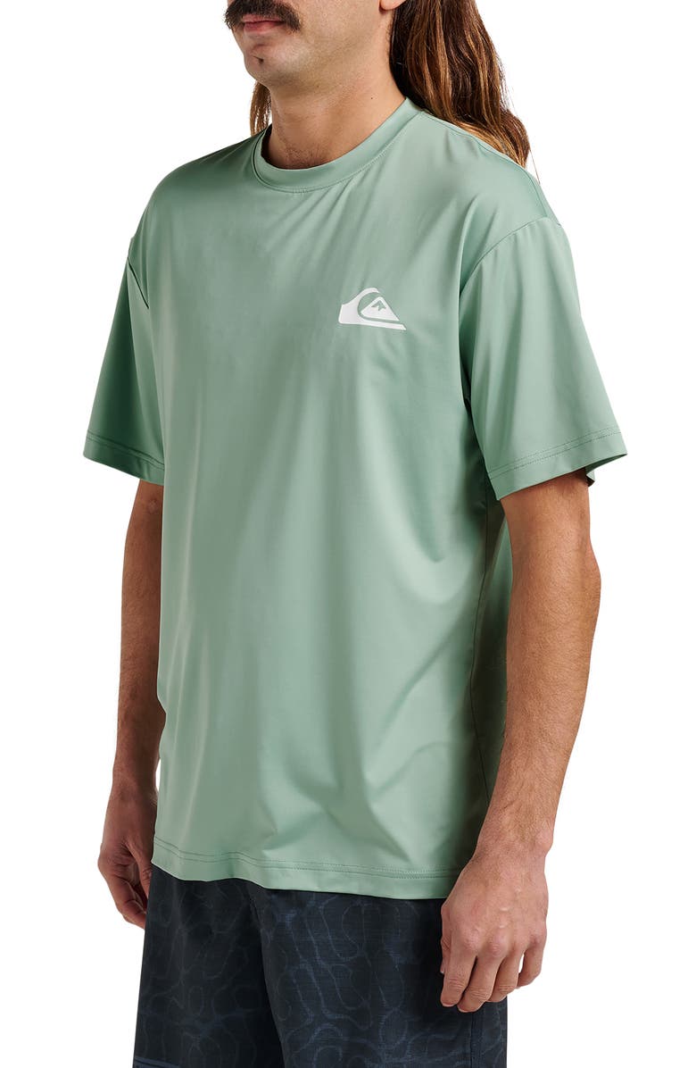 Quiksilver Everyday Surf Short Sleeve Rashguard, Alternate, color, Granite Green