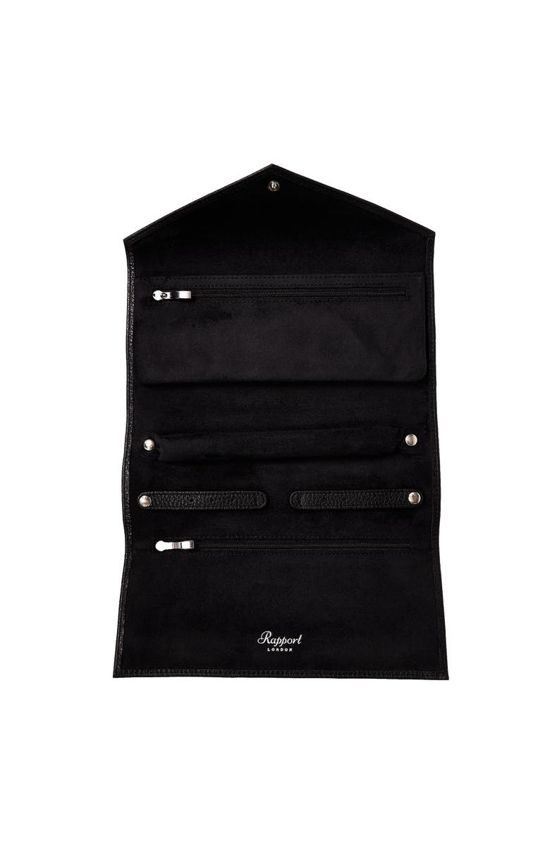 Rapport London TUXEDO LEATHER JEWELLERY ROLL, Alternate, color, Black