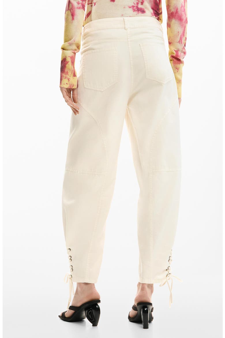 Lace Up Hem Denim Pants, Alternate, color, LIGHT BEIGE