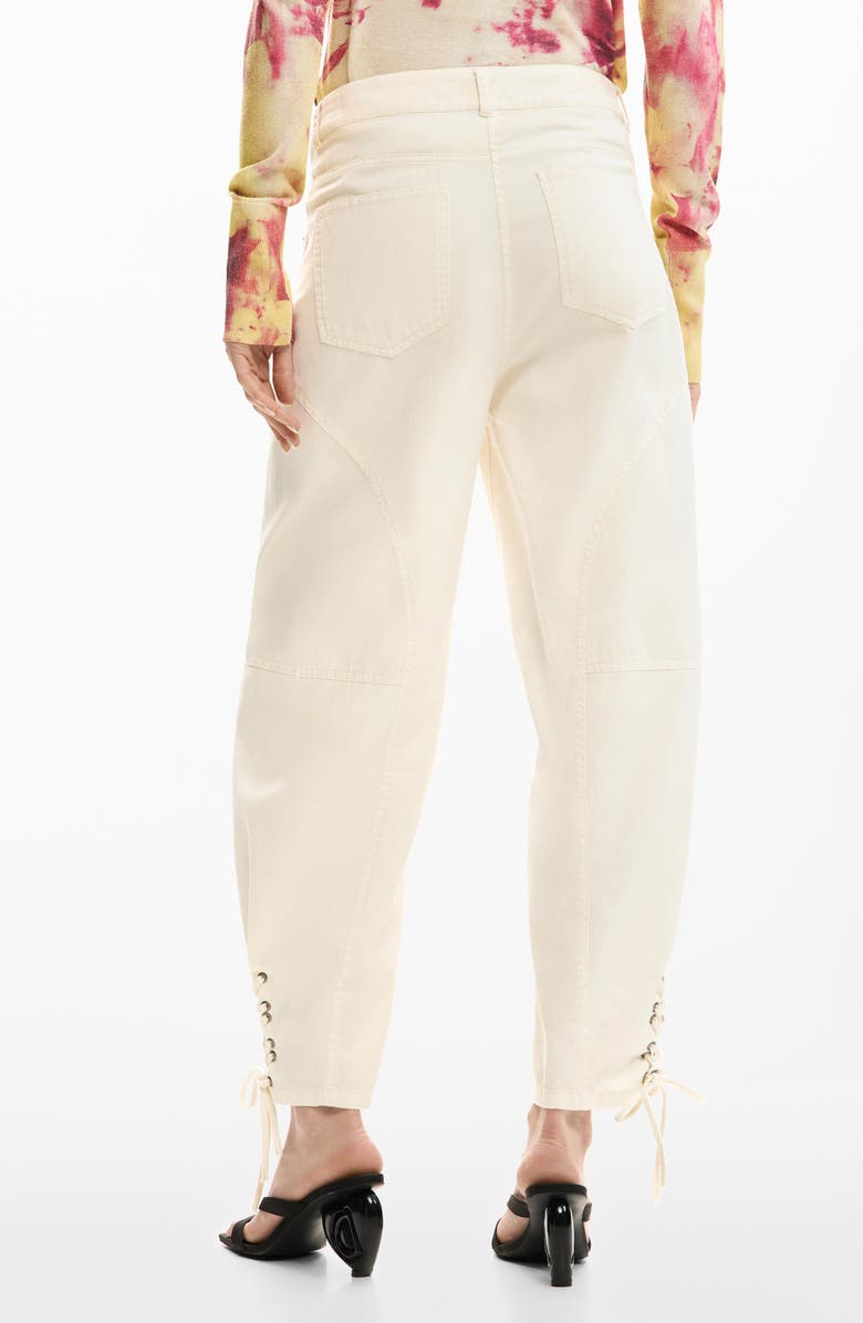 Desigual Lace Up Hem Denim Pants, Alternate, color, Light Beige