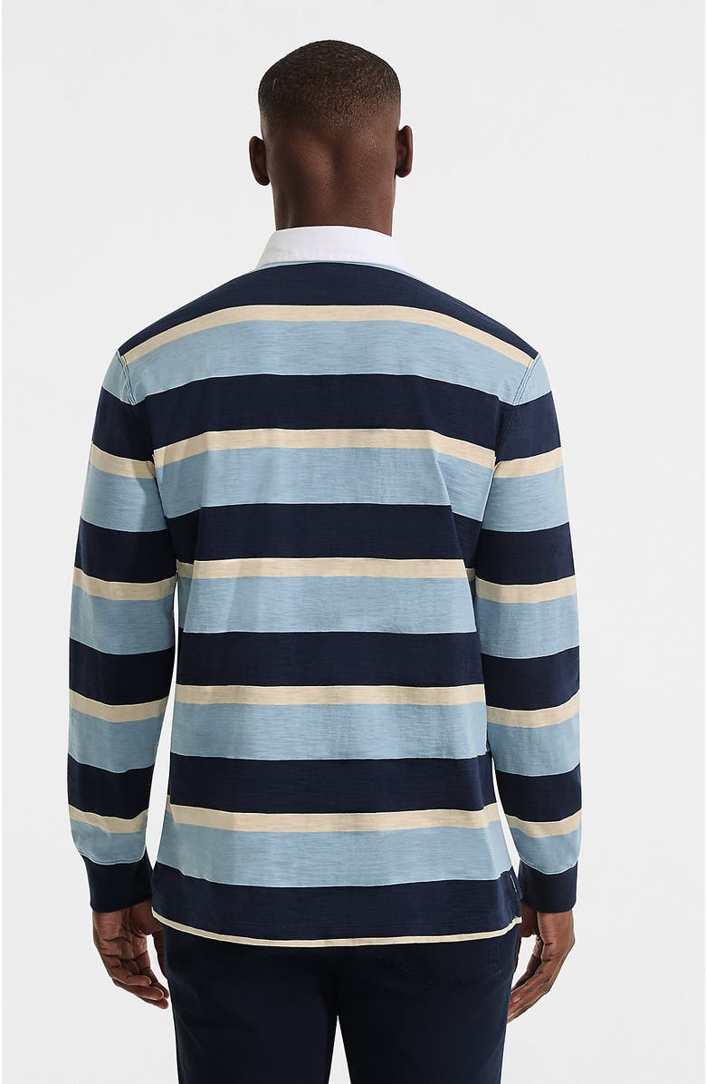 Lands' End Long Sleeve Textured Rugby Polo, Alternate, color, Radiant Navy/Marble Stripe