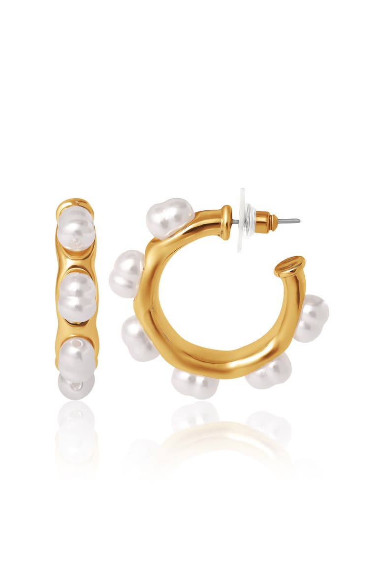 BCBG Pearl Hoop Earrings, Alternate, color, 