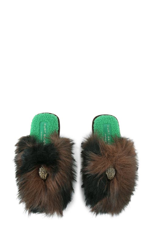 Kurt Geiger London Kensington Faux Fur Scuff Slipper In Brown