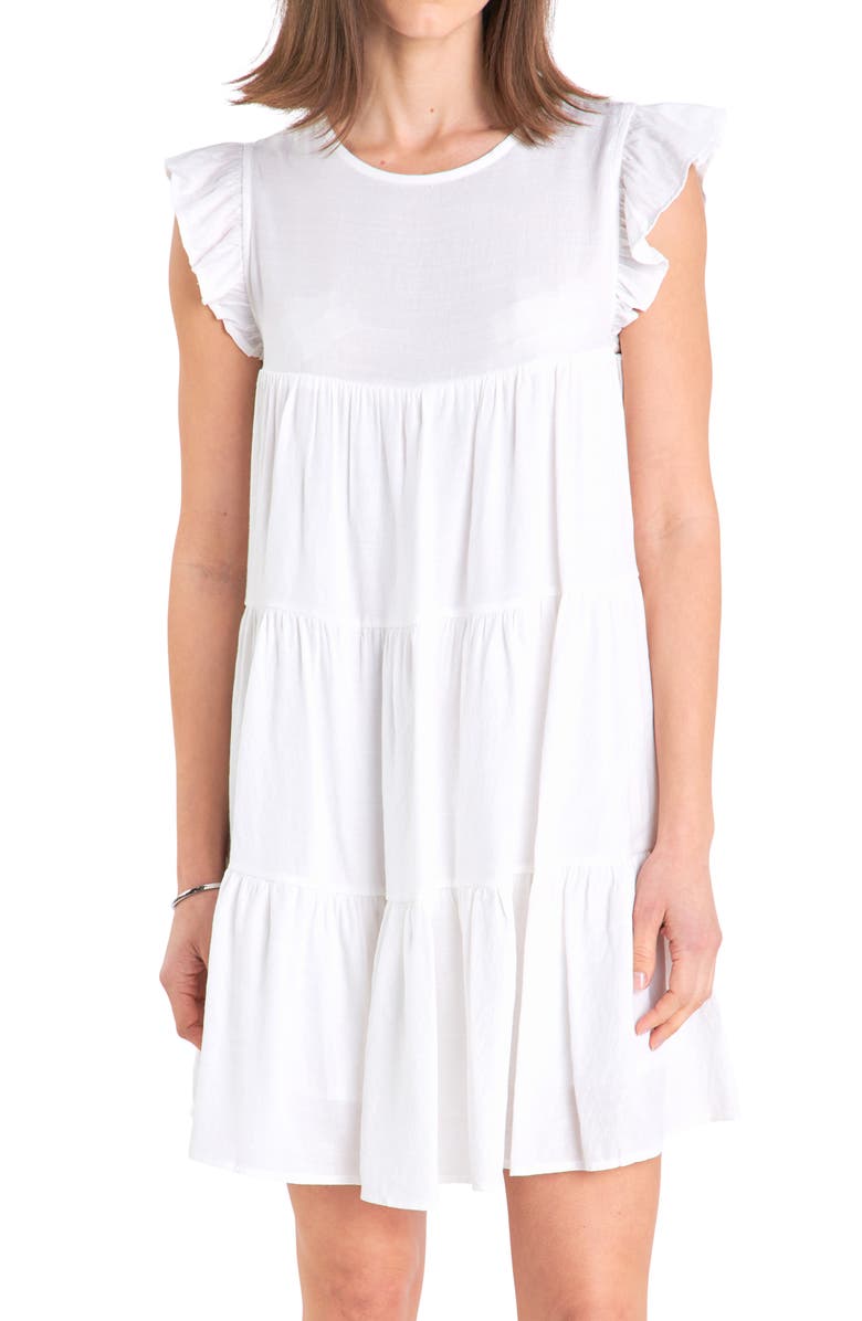 English Factory Tiered Ruffle Cotton Blend Dress, Alternate, color, White