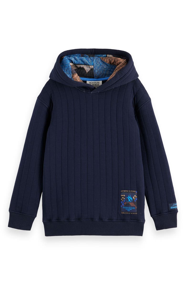 Scotch & Soda Kids' Quilted Hoodie, Main, color, Sky Captain