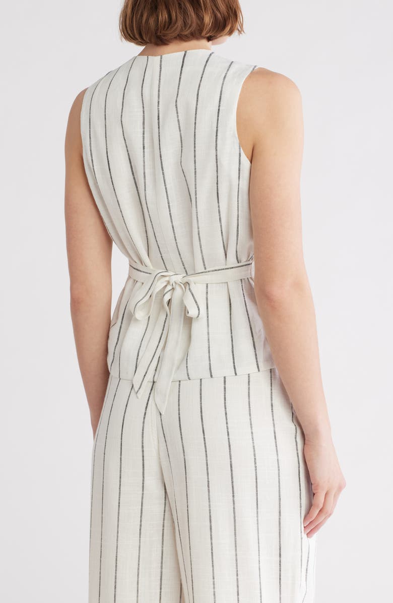 Love By Design April V-Neck Vest, Alternate, color, Gardenia/ Black Stripe