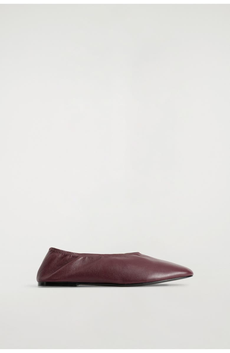 COS Minimal Leather Ballet Flats, Main, color, Red