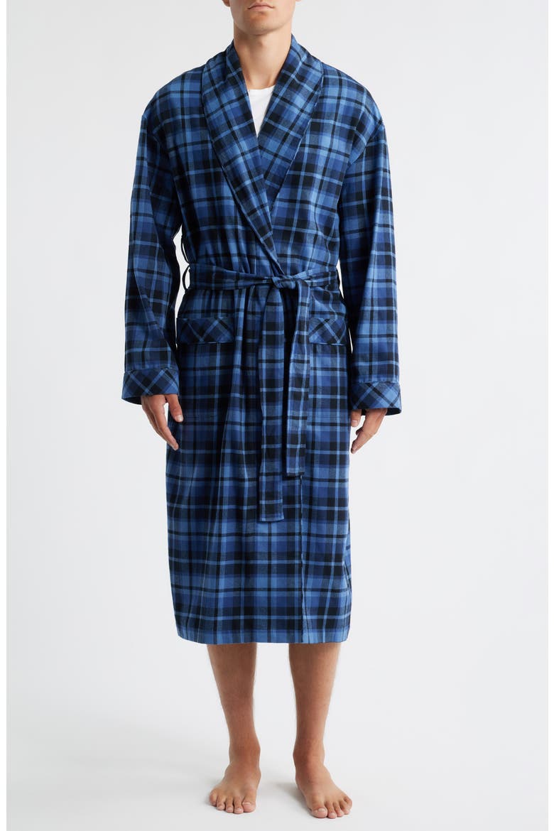 Time Out Flannel Robe, Main, color, BLUE