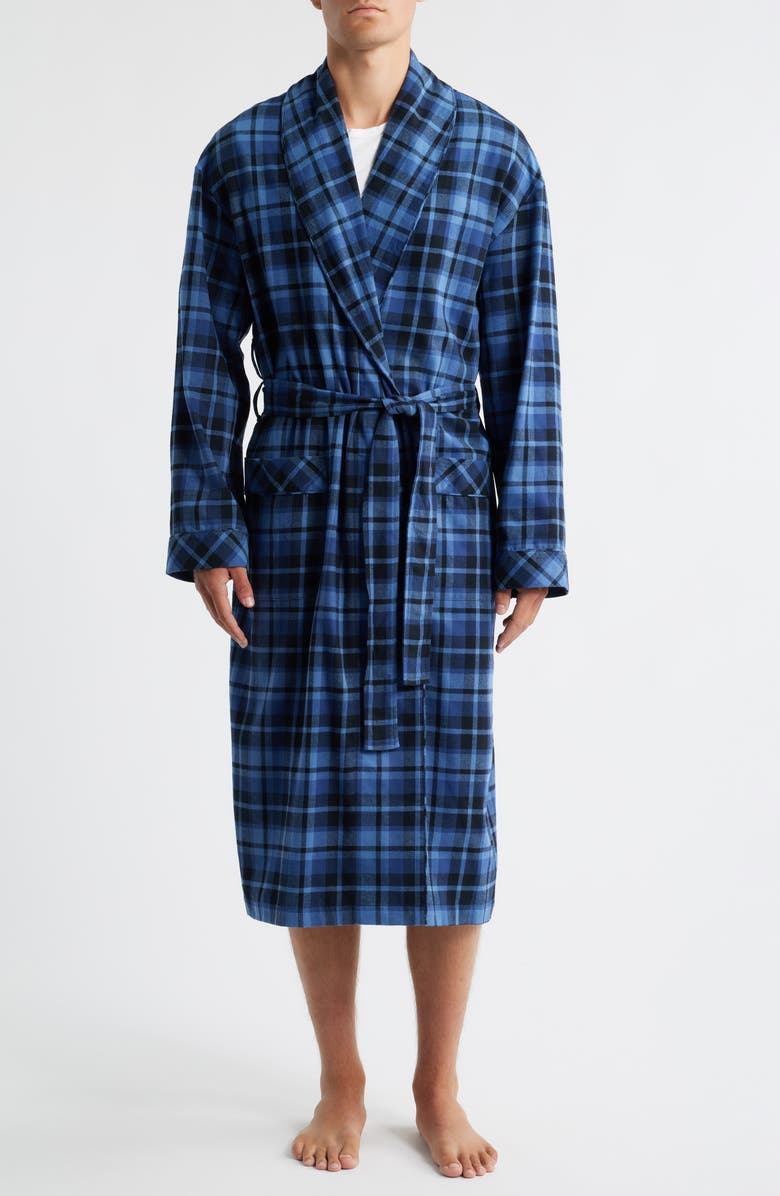 Majestic International Time Out Flannel Robe, Main, color, Blue