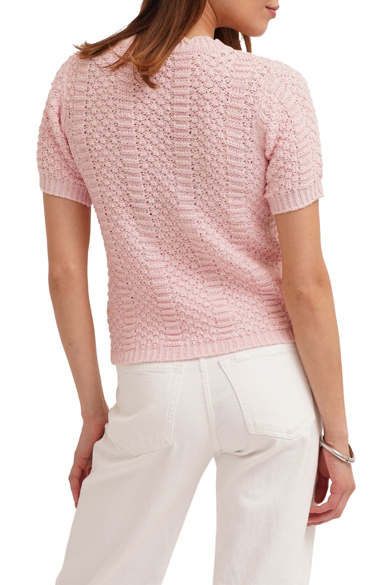 Short Sleeve Textured Crewneck Sweater, Alternate, color, BABY STRAWBERRY