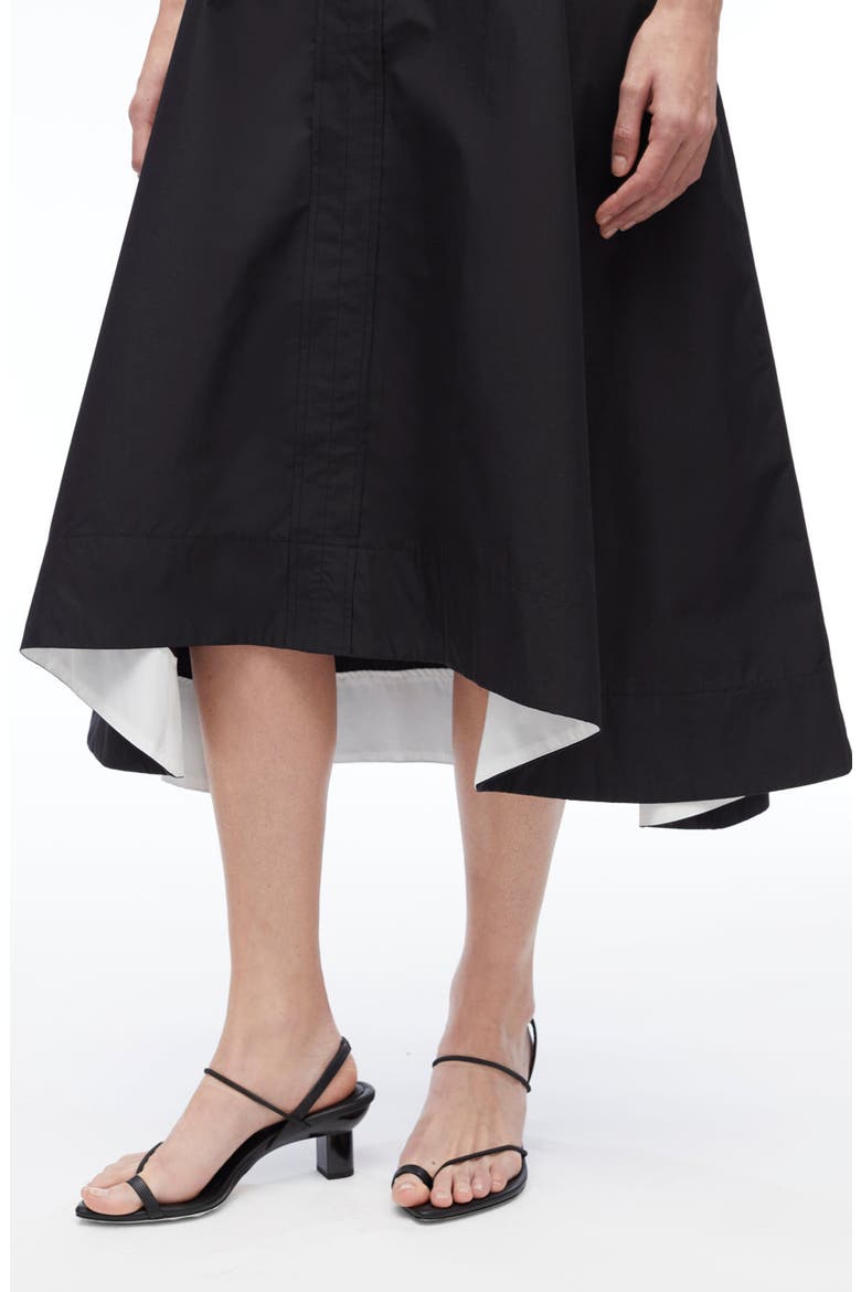 Belted Poplin Midi Dress, Alternate, color, BLACK WHITE