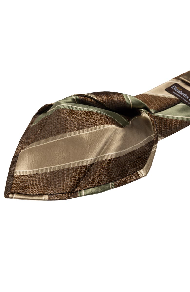 Elizabetta Ferrari - Silk Jacquard Tie for Men, Alternate, color, Green And Brown