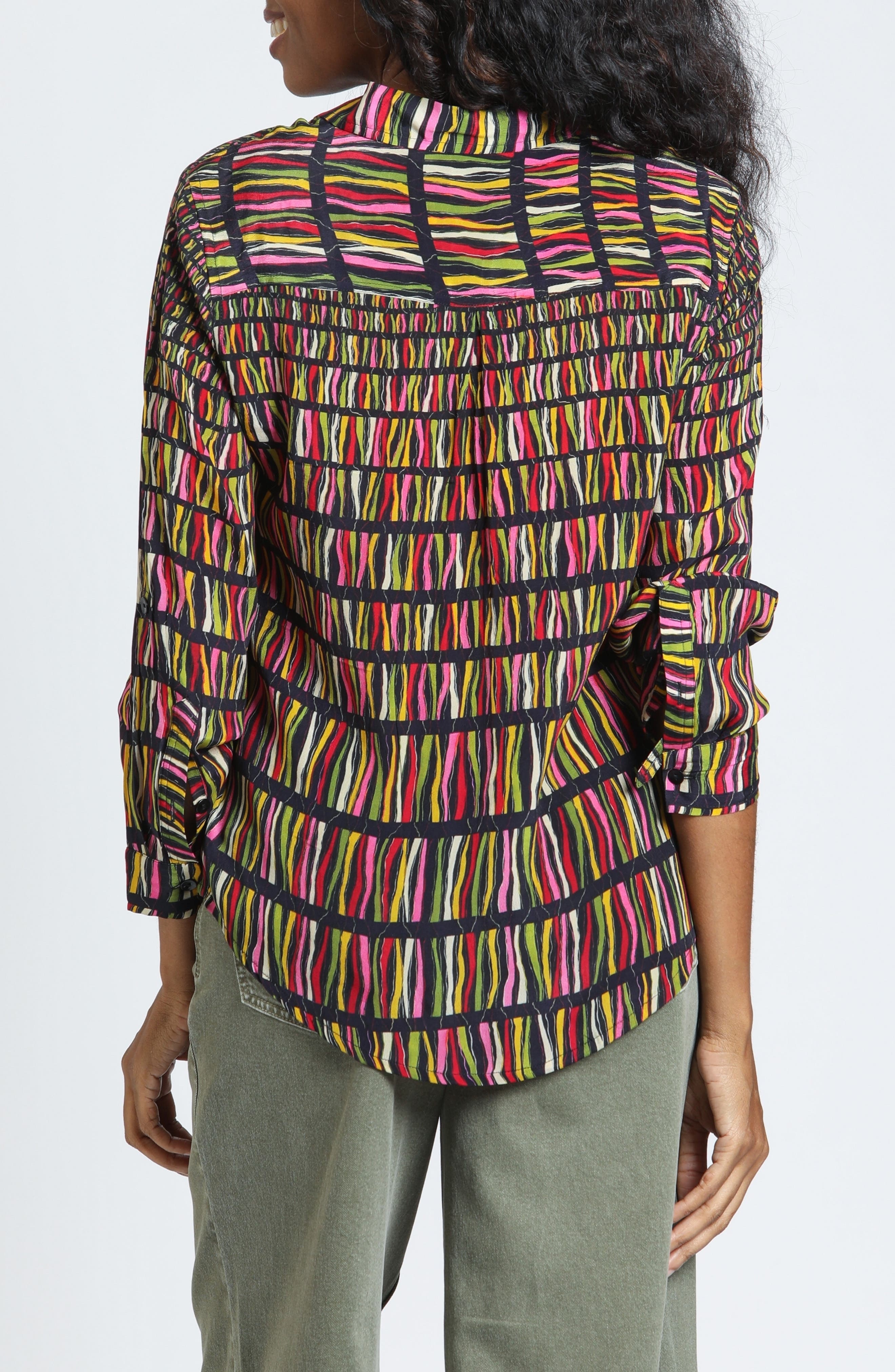 APNY Print Roll Tab Sleeve Button-Up Shirt (Women) | Nordstrom
