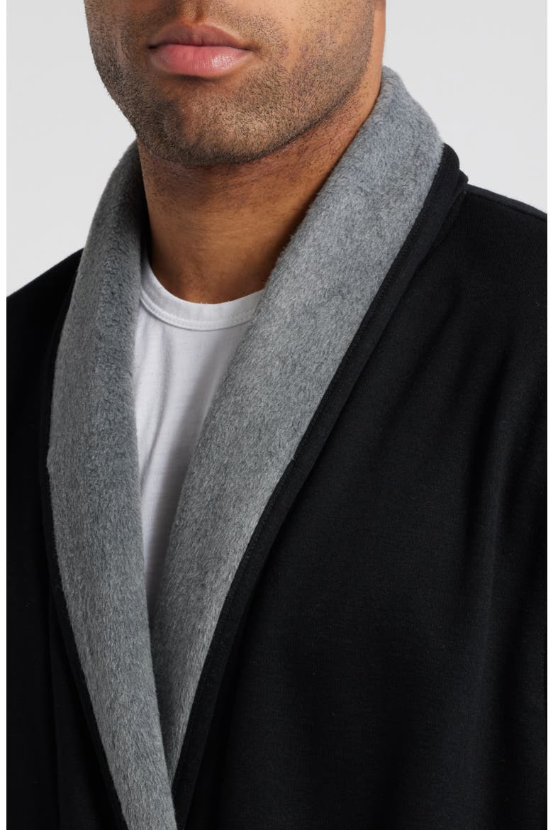 Essential Fleece Lined Robe, Alternate, color, BLACK