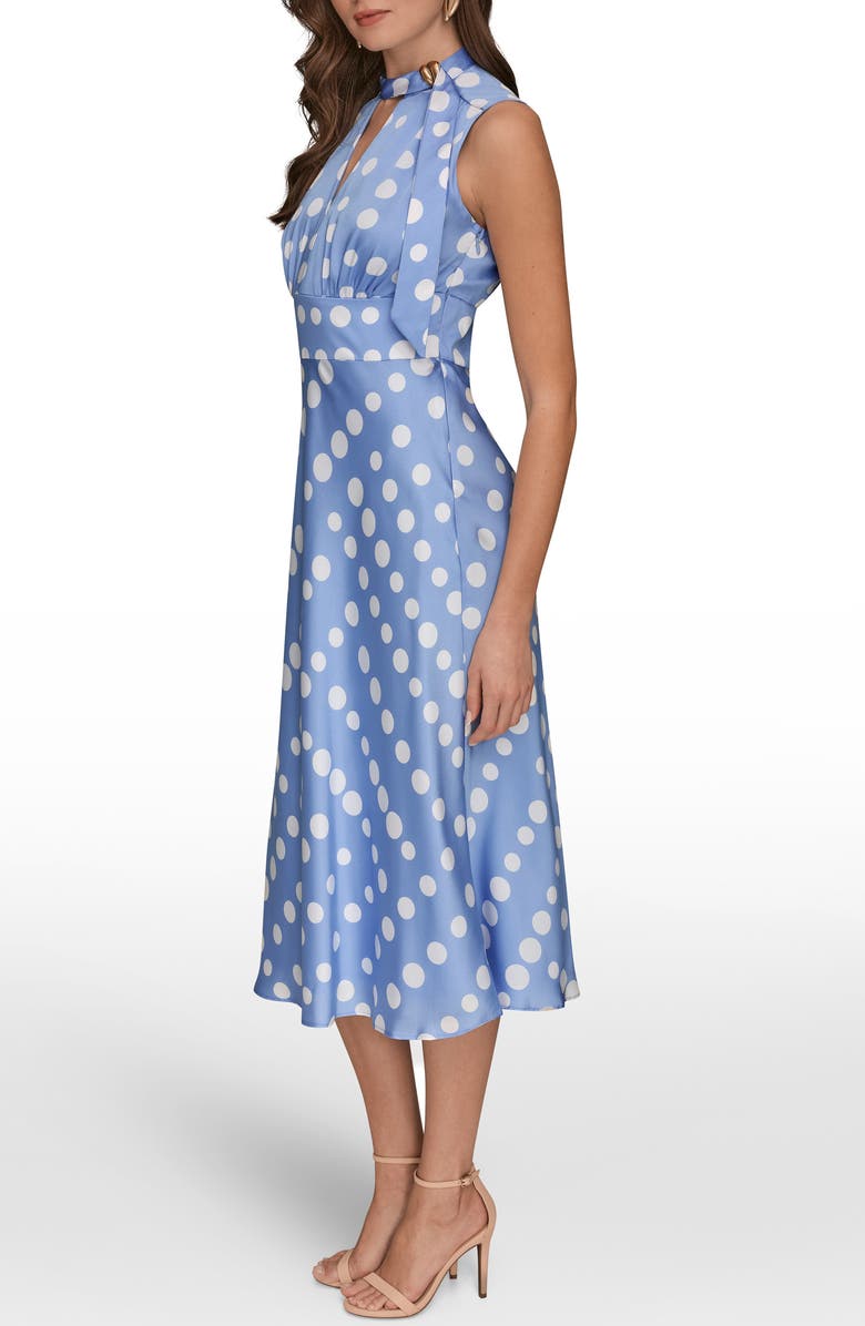 Donna Karan New York Print Scarf Sleeveless Midi Dress, Alternate, color, Cielo/ Cream