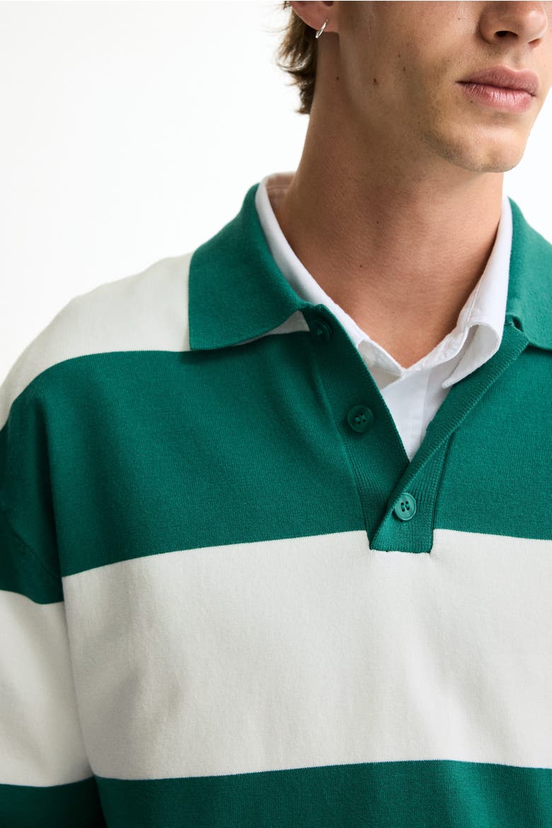 Loose-fit Polo Shirt, Alternate, color, Green/striped