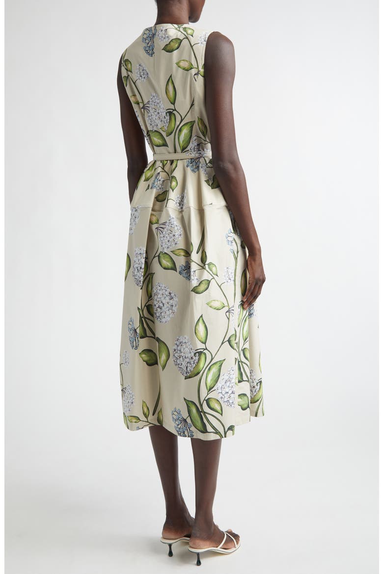 Porcelain Flowers Belted Stretch Cotton Poplin Shirtdress, Alternate, color, DENIM/ OATMEAL