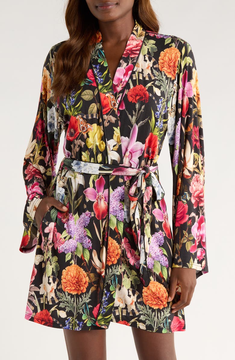 KILO BRAVA Floral Jersey Short Robe, Main, color, Garden Of Eden