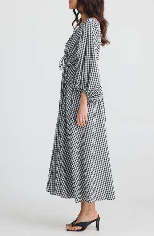BRAVE + TRUE BRAVE+TRUE SUNSHINE PLAID LONG SLEEVE MAXI DRESS
