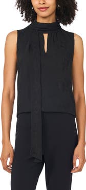 Vince Camuto Embroidered Scarf Neck Halter Tank