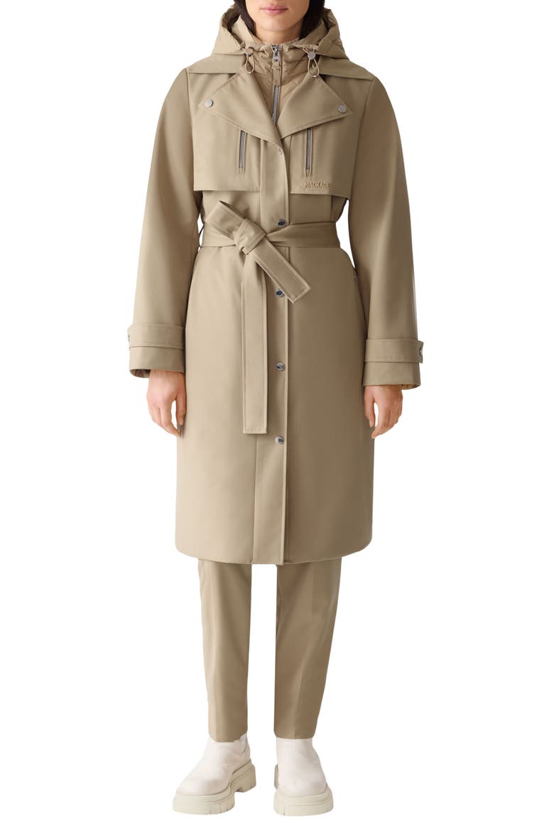 Siobhan Down Trench Coat with Removable Bib, Main, color, LIGHT CAMEL