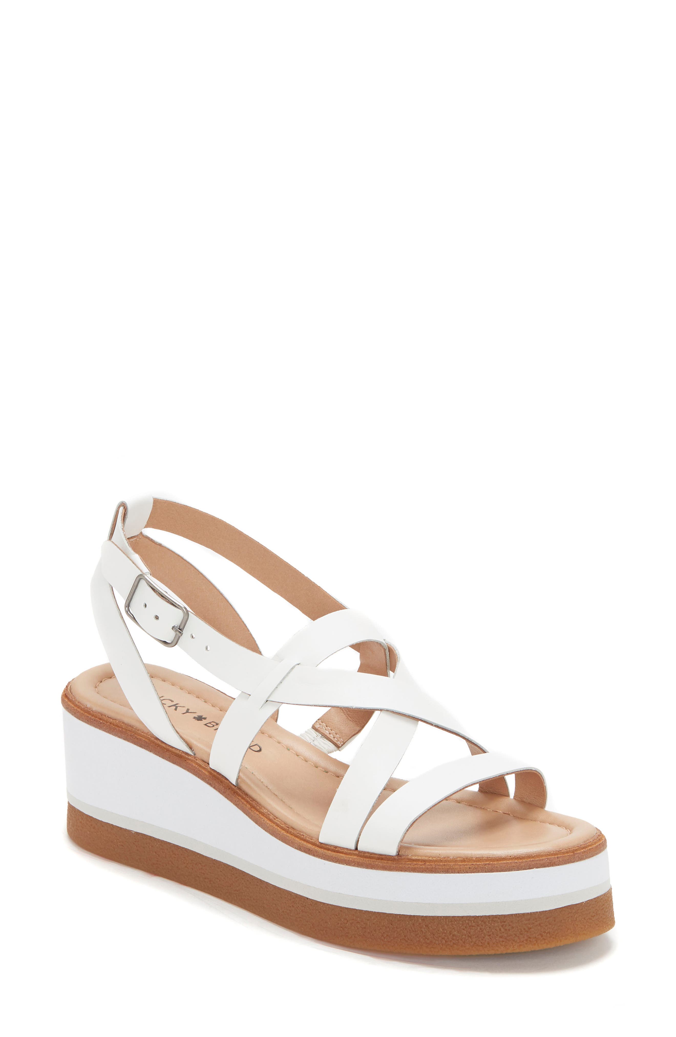 Ticey Platform Wedge Sandal, Main, color, WHITE LEATHER