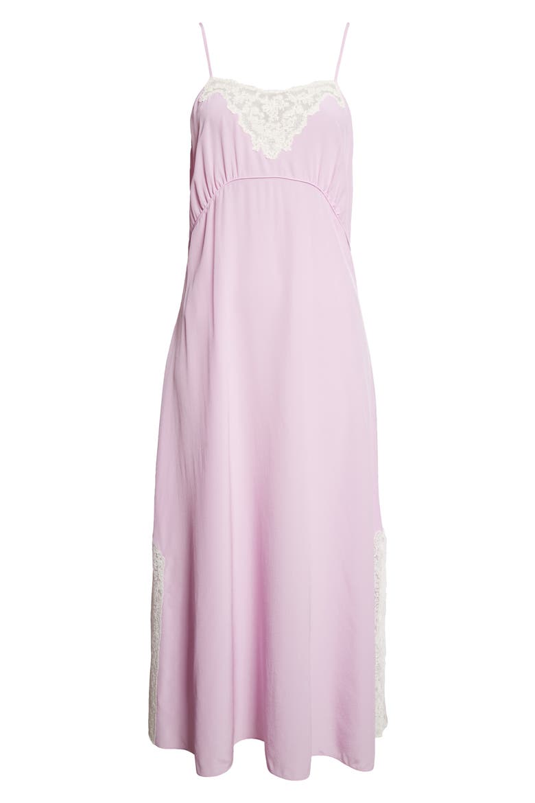 Lace Trim Organic Silk Crêpe de Chine Slipdress, Alternate, color, CREAMY LILAC