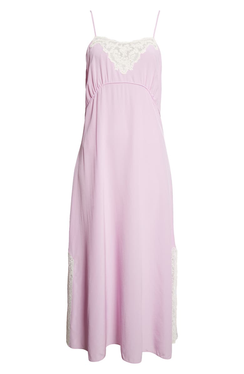 Chloé Lace Trim Organic Silk Crêpe de Chine Slipdress, Alternate, color, Creamy Lilac