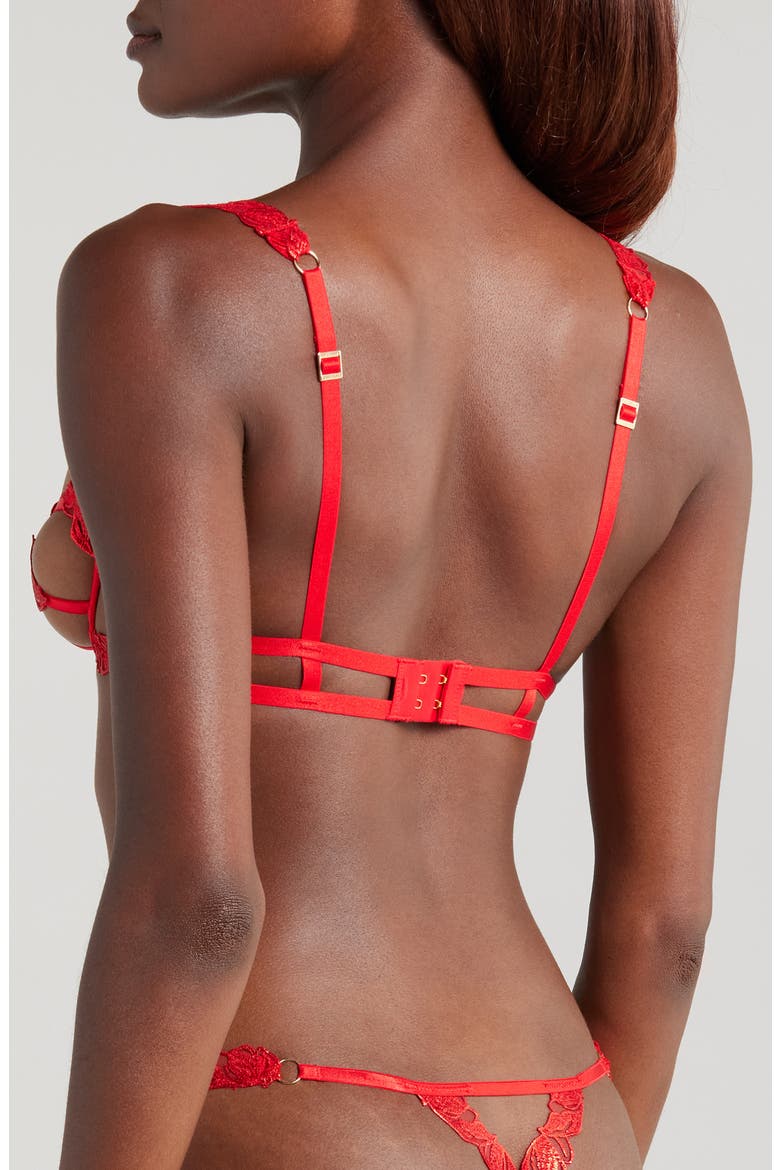 Seren Embrodiered Cutout Underwire Bra, Alternate, color, RED