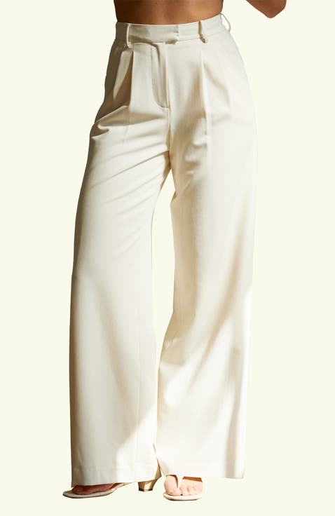 パンツ PRADA Ivory cotton wide-leg pant (P243GUS23112LT F0018) Prada Cotton Wide-Leg Pant in White | Lyst