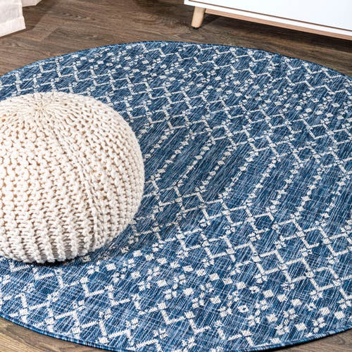 Jonathan Y Ourika Moroccan Geometric Textured Weave Indoor/outdoor Area Rug In Navy/light Gray