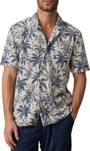 Faherty Cabana Floral Short Sleeve Terry Cloth Button-Up Shirt